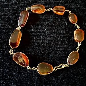VINTAGE AMBER BRACELET & DROP EARRINGS, MINT CONDITION
